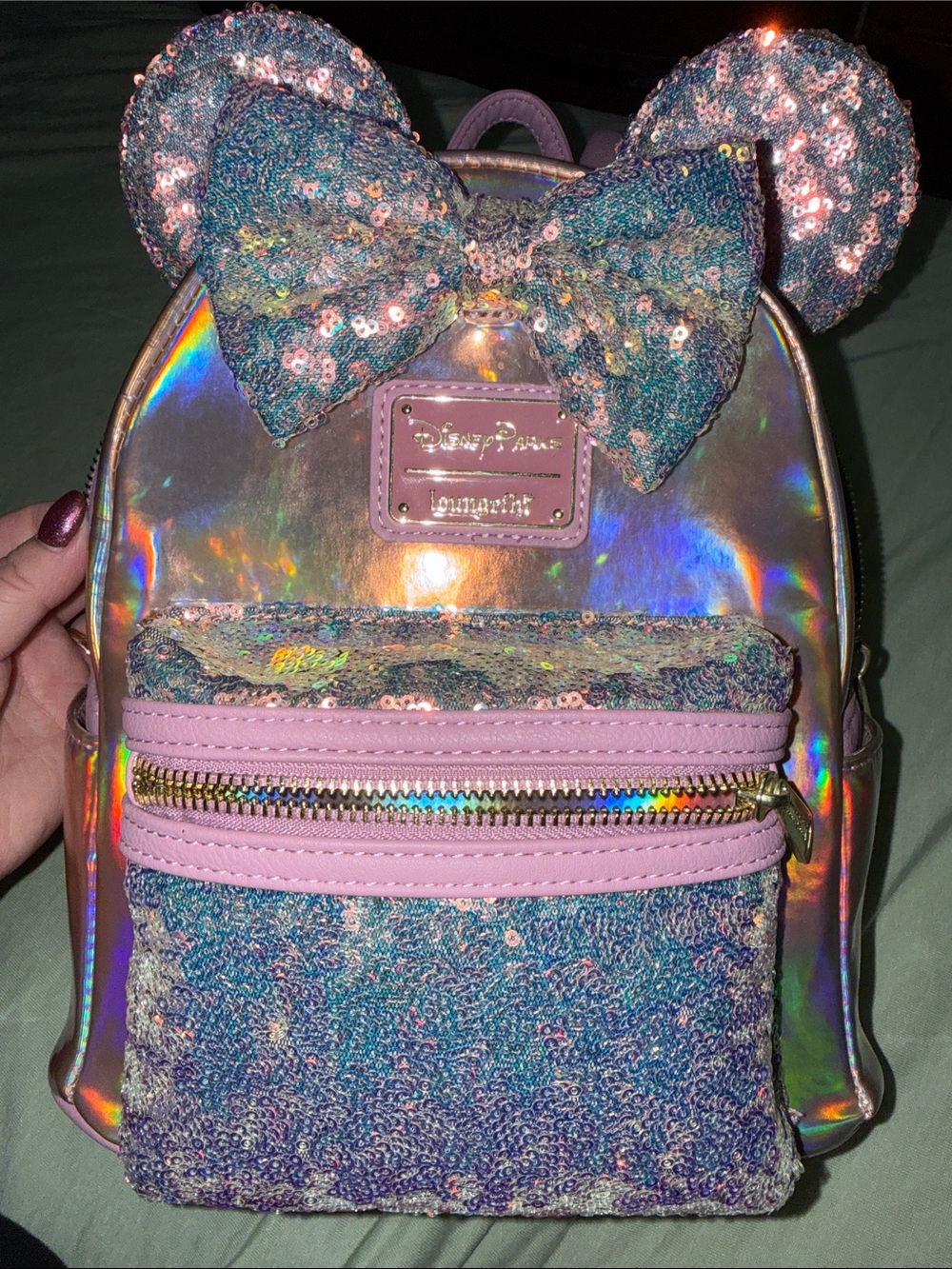 Loungefly Iridescent Sequin Minnie Ear Mini Backpack - Discontinued